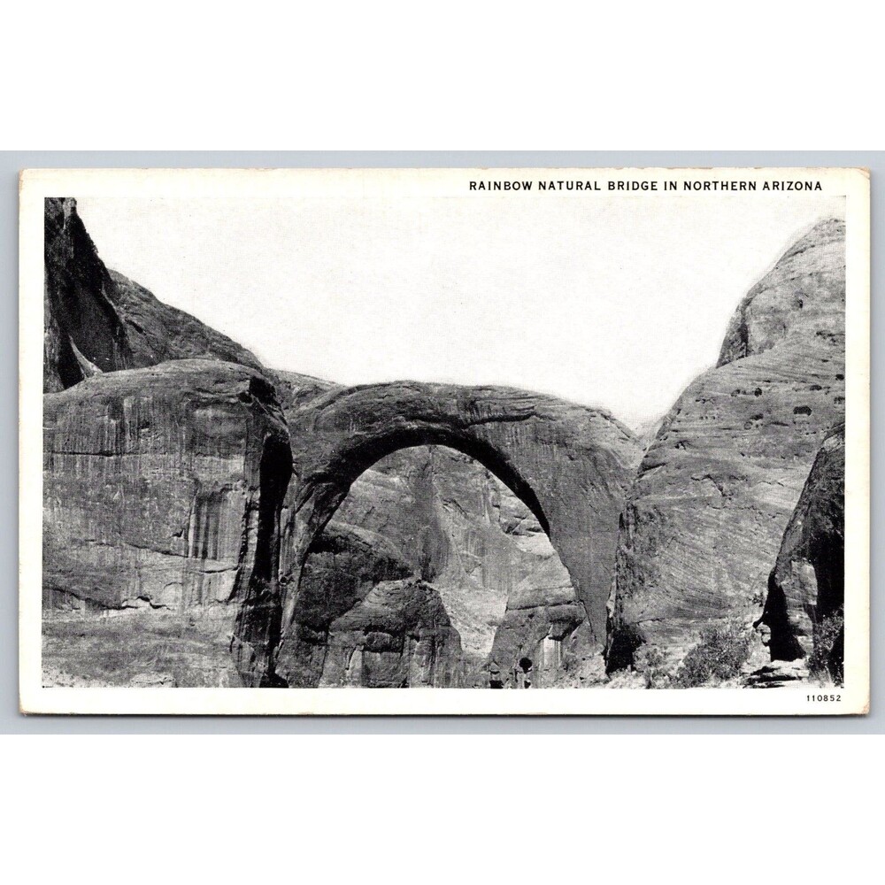 Vintage 1926 Postcard Rainbow Natural Bridge Arizona B&W Curt Teich 110852